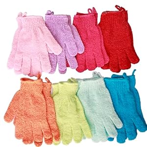 16 Pcs Exfoliating Bath Gloves Shower Gloves, 8 Colors Double Sided Exfoliating Gloves for Beauty Spa Massage Skin Shower Body Scrubber Bath Accessories, Made of Nylon