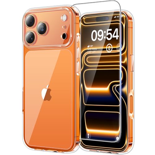 Image of TAURI for iPhone 17 Pro Max Case, with Screen Protector, Clear | Full Camera Protection, Anti-Yellowing Military-Grade Protection Shockproof Slim Phone Case for iPhone 17 ProMax