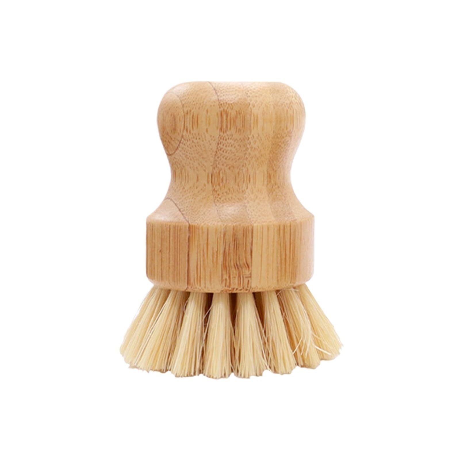 WZPTLKIBAD Bamboo Dish Brush, Round Scrubber for Pots Pans Sink