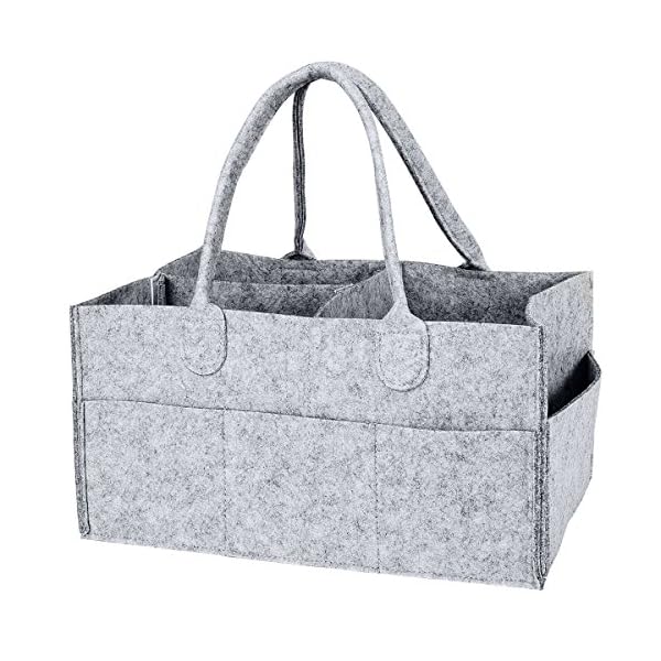 Baby Windelsäckchen Tragbare Windel-Aufbewahrungsbox Mit Veränderbar Fächern Faltbar Windel-Organizer Grau