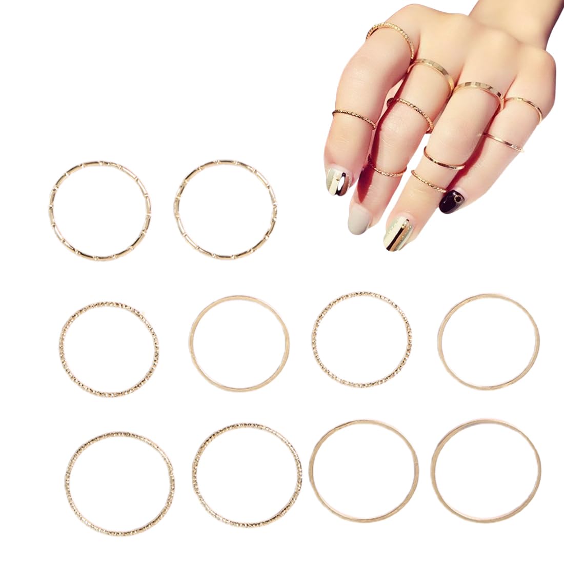 Anelli Impilabili In Acciaio Inox Oro - 10 Pezzi, Larghezza 1mm, Misure Da 3 A 7, Comfort-Fit - Foto 5