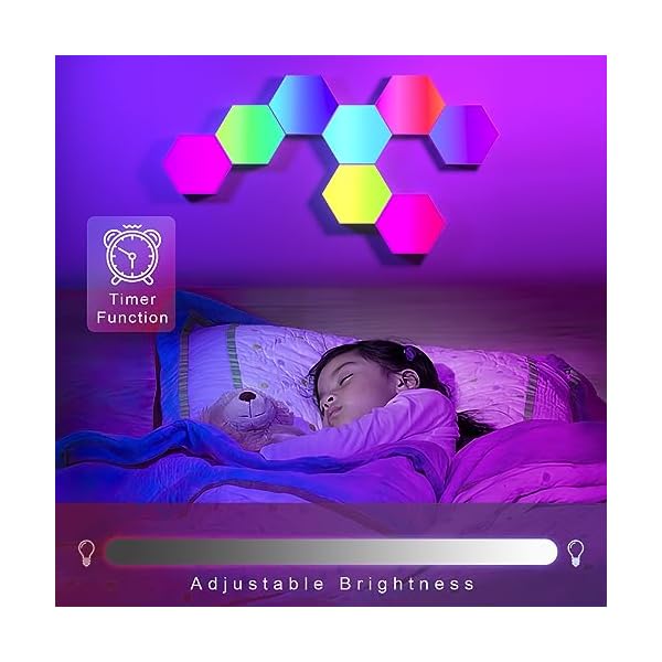PUMPKINS 20Pcs Hexagon LED Lights, RGB Hex Light Panels, Smart Wall Gaming Panels Sync to Music for Room Bar Bedroom Home Decor Room,Gaming Setup, with App & Remote Control [Energy Class A] - Image 6