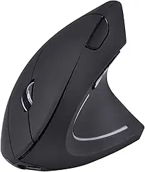 Mouse Vertical Sem Fio 2.4 GHZ Ergonômico Ortopédico, Óptico 3 Níveis de DPI Ajustáveis/Plug and Play, Funcionamento com Pilhas (Não Inclusas)