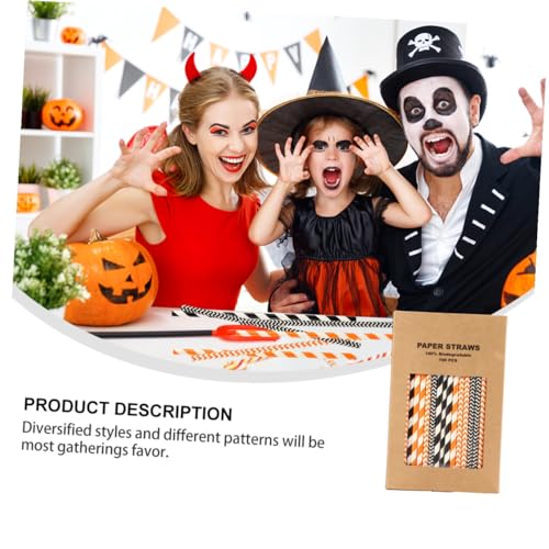 GANAZONO 100 pitillos de papel kraft para Halloween miniatura 4