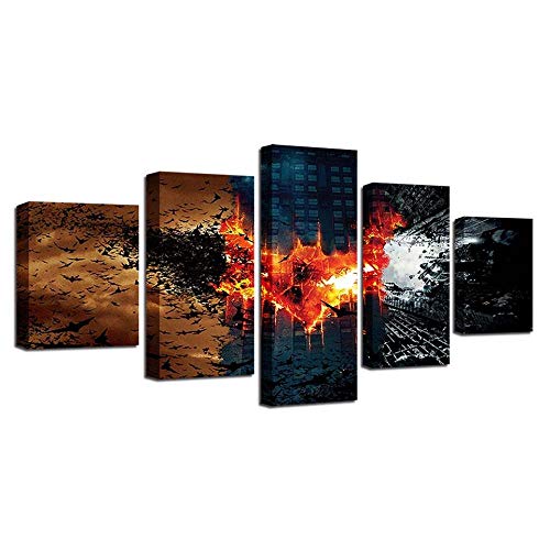 Impression toile chauve-souris de feu 5 pièces, idée cadeau décoration bureau
