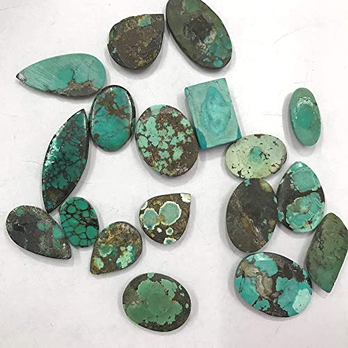 50 Carats Mix Natural Tibetan Turquoise Gemstones, Wholesale Cabochons, Jewelry Making Loose Stone Supply, Diy, Healing Crystals And Stones, Zodiac Birthstone, Good Fortune Stone, 3 To 4Pcs #TOP4