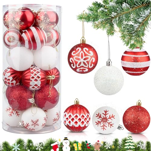Huanmin Weihnachtskugeln, 24 Stücke Weihnachtskugeln Plastik,...