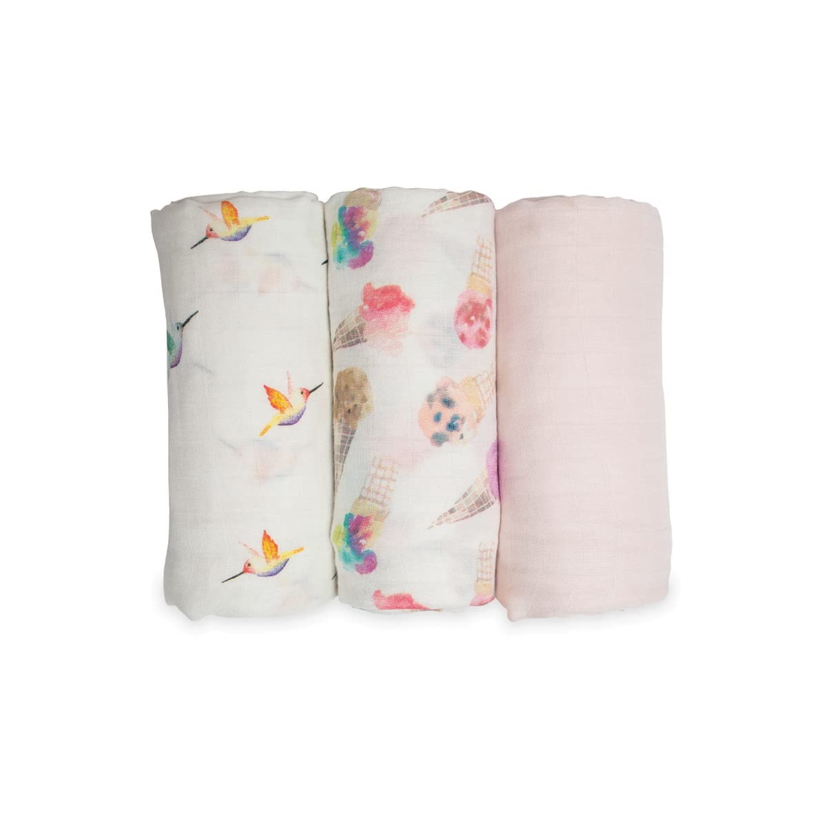 lulujo Baby Set of 3 Deluxe Muslin Swaddle Blankets, Pretty Pink 47 x 47-Inch