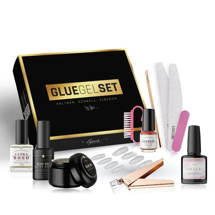 Glue Gel Press On Nails Set con fácil procesamiento · uñas muy ligeras como en el estudio como gel amasable · consistencia firme fácil de procesar | Para Press On Nails Glue Gel · Lynis-Nailshop.de
