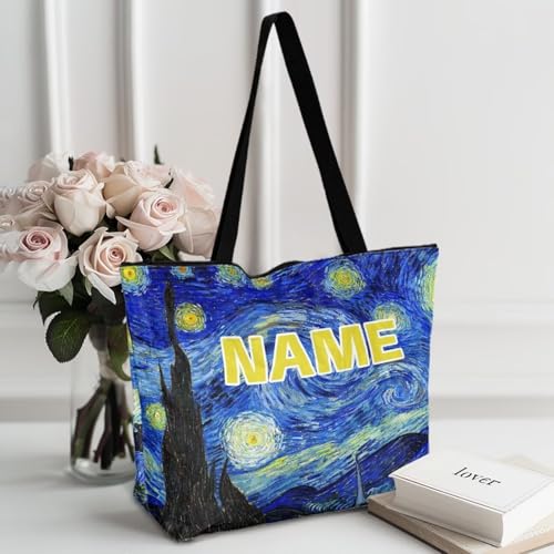 Image of Art Lover Zippered Tote Bag Waterproof Large Work Tote Bags, Artwork Women's Purse Handbags Travel Totes