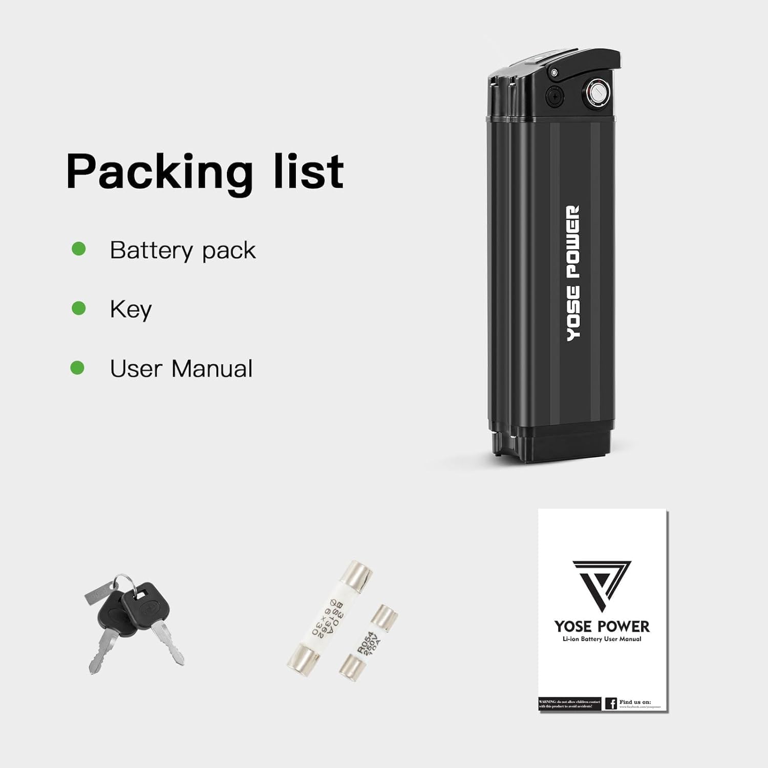 Yose Power Ebike Battery 36V 13Ah for 800W/ 750W/ 500W/ 350W/ 250W /100W Motor Electric Bicycle Compatible with Heybike for Cityscape with BMS and Keys