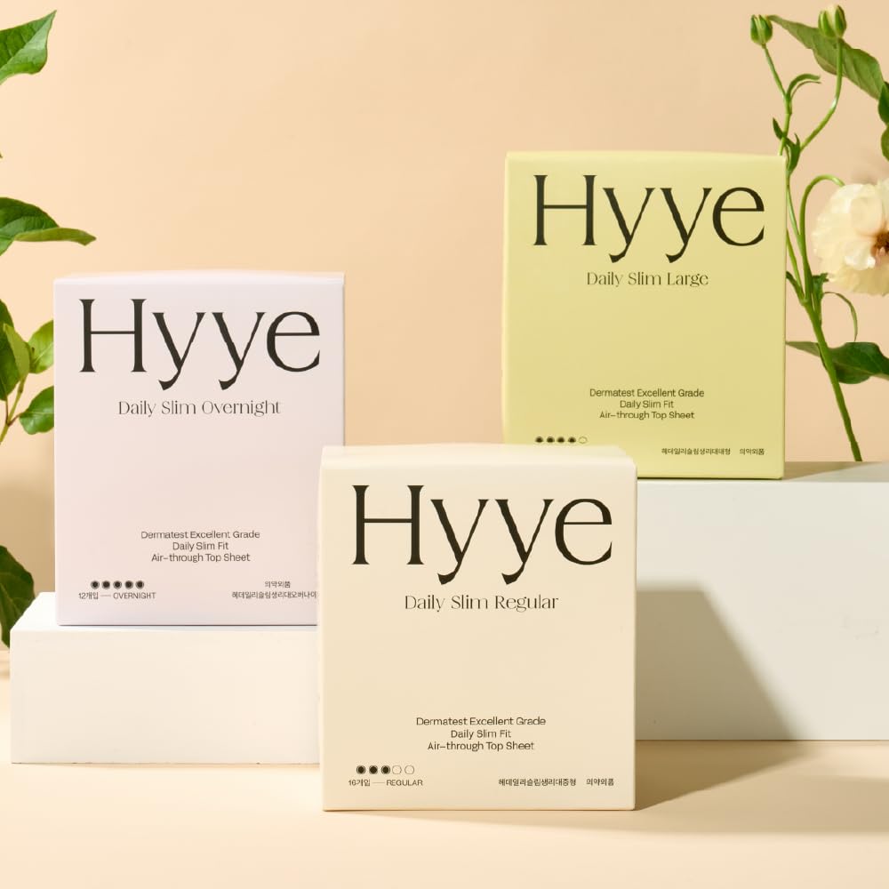 Hyye Ultra Thin Sanitary Pads Regular (16 Counts) + Large (14 Counts) + Overnight (12 Counts)