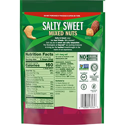 Image of Emerald Nuts, Salty Sweet Mixed Nuts, 5.5 Oz (Pack of 2)