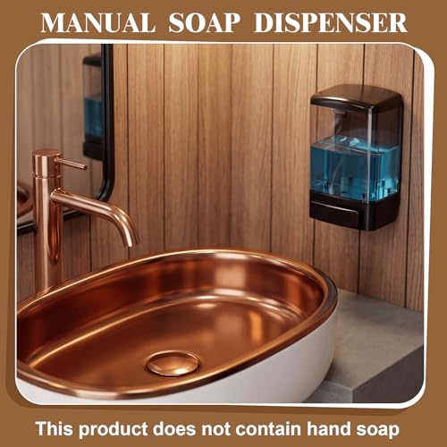 Image of Hushee 8 Pcs Plastic Wall Mounted Soap Dispenser Commercial Manual Soap Containers Wall Dispenser for Kitchen Shower Hotel Liquid Shampoo Gel Chamber (33.8 oz 1000 ml,All Black)