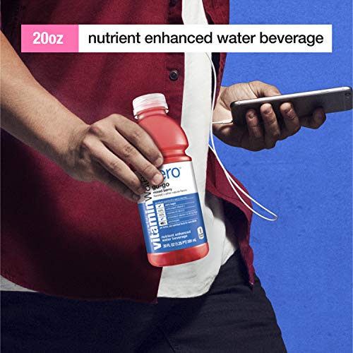 vitaminwater electrolyte enhanced water w/ vitamins, zero go-go mixed berry, 20 fl. oz (Pack of 12)