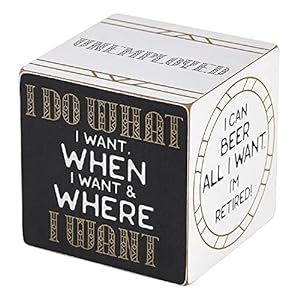Creative Brands Quote Decor - Wooden Cube Home Décor for Living Room or Office Inspirational Block Sign by The Heartfelt Collection, 3 x 3-Inch, Retirement Him Creative Brands Quote Decor Wooden Cube Home Decor for Living Room or Office Inspirational Block Sign by The Heartfelt Collection 3 x 3 Inch Retirement Him