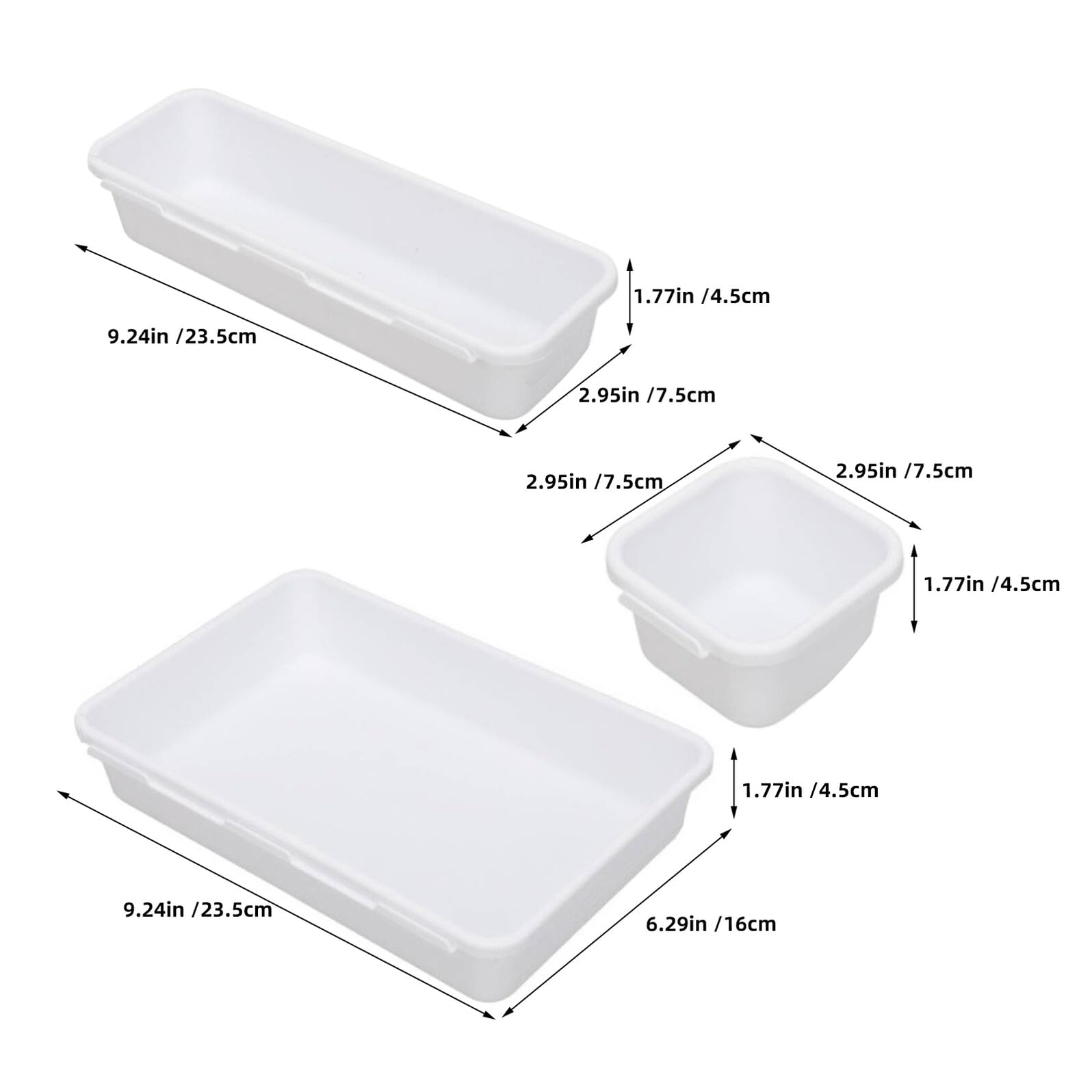 KOMBIUDA Set 16 Organizer per Cosmetici da Scrivania Cassetti Impilabili, Divisori Regolabili in Plastica Bianca 24x16x9 Cm, Scatole Portaoggetti Modulari per Bagno, Camera e
