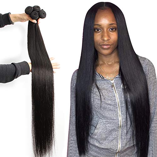 8-40inch Brazilian Straight Human Hair 1 Bundle 40inch Long inch Bundles 8A Unprocessed Virgin Straight Human Hair Weave Bundles Natural Black Remy Hair