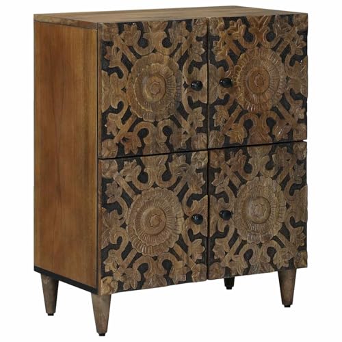 vidaXL Aparador Marrón 60 x 33,5 x 75 cm Madera de Mango Maciza, Sala de Estar, Moderno, diseño Elegante con Muebles Minimalistas y luz cálida, para Relajarse y socializar