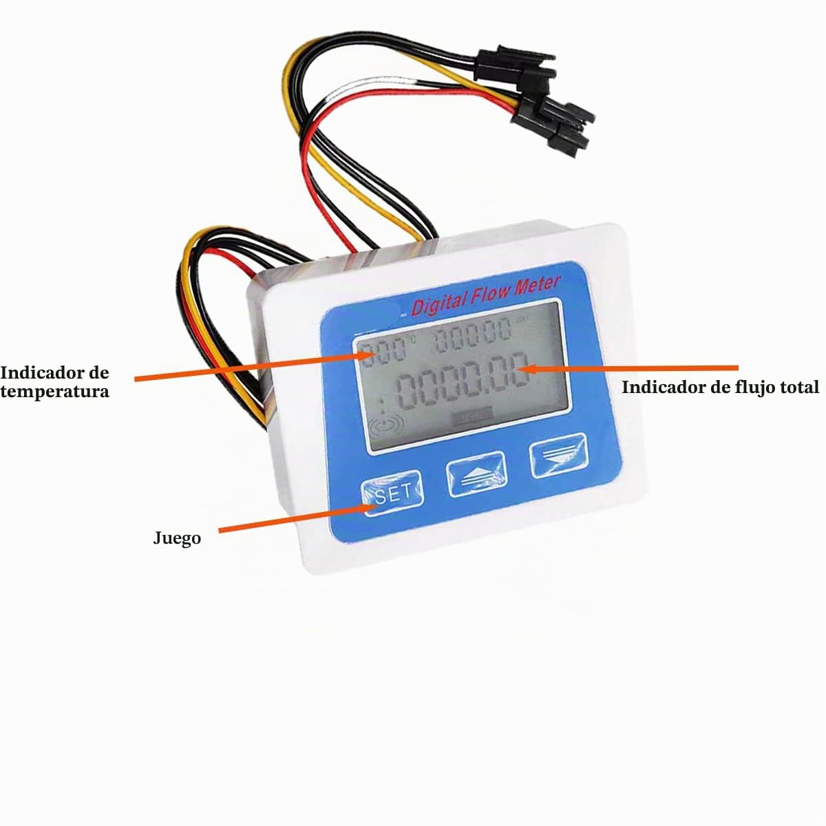 Totalizador de flujo de agua y medidor de caudal con pantalla LCD digital+G1/2 "Sensor de caudalímetro de agua líquida efecto Hall - 1-25L/min