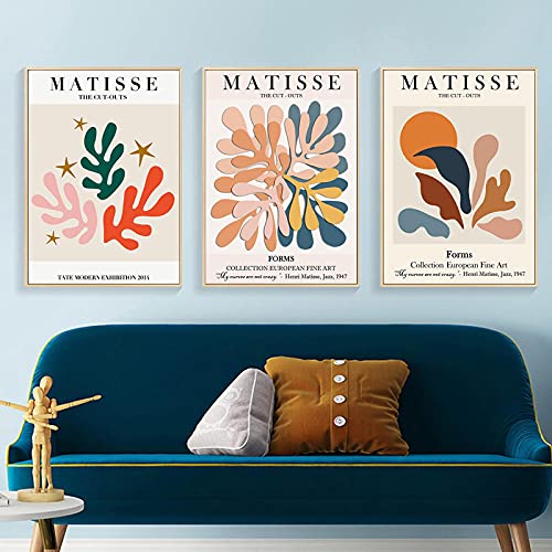 Matisse Toile Peinture Abstraite 3 Pièces 50x75 cm Décor Salon
