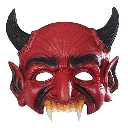 KIHOARL - Máscara de demonio rojo para Halloween con media cara, máscara de diablo, máscara de espuma para disfraz de cosplay
