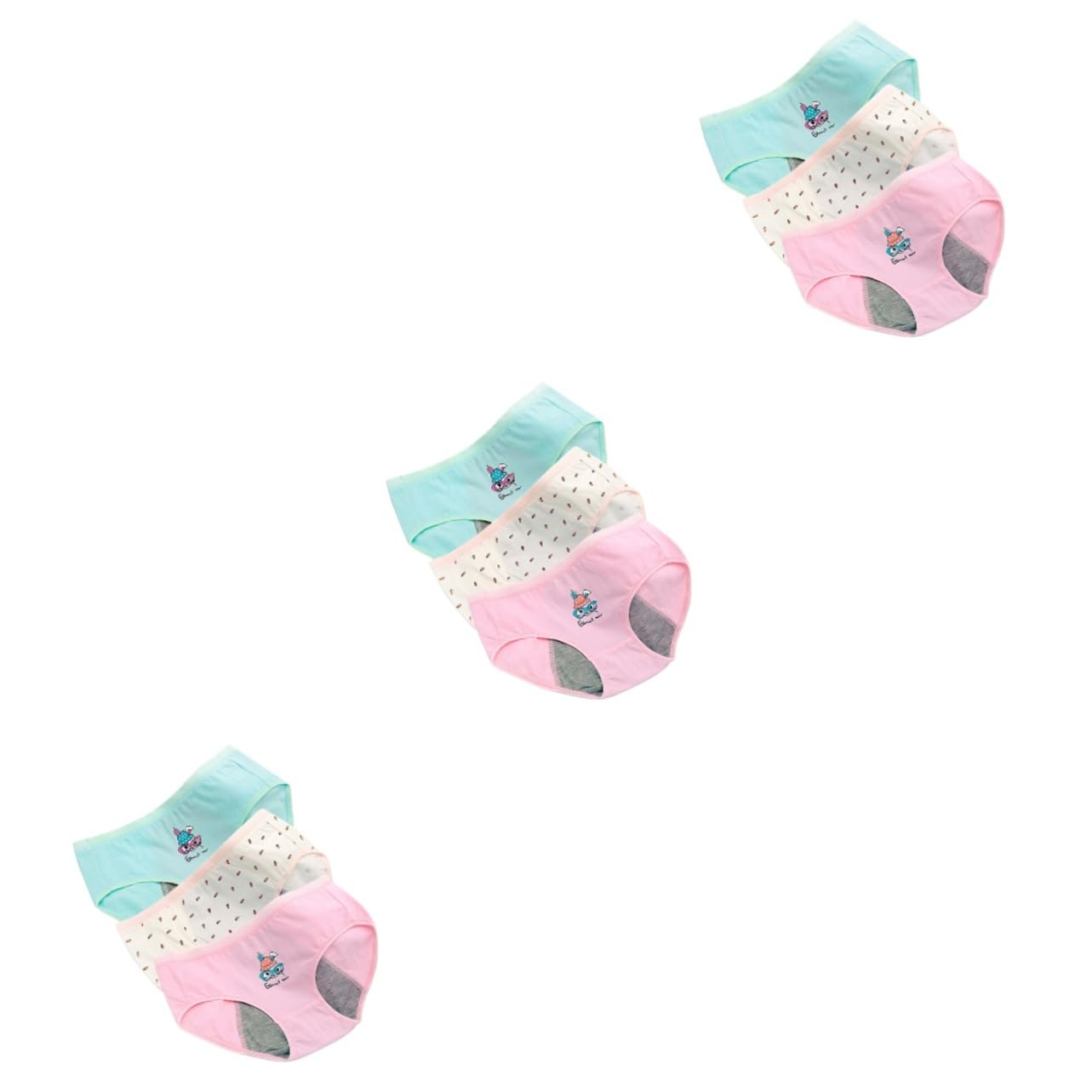 SHERCHPRY 9 piezas de ropa interior para el período menstrual a prueba de fugas, bragas menstruales de algodón que absorben la humedad, pantalones sanitarios para niñas, cunas de dedos, pantalones de
