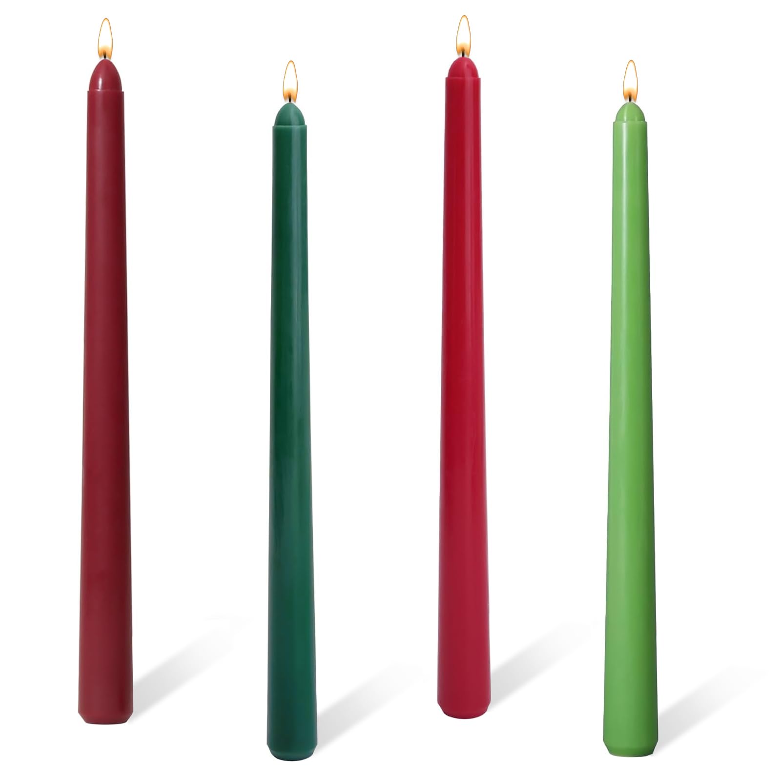 10'' Taper Candles, Set of 4 Gradient Red Candles Green Candle Tapered Candles, Unscented Dripless Long Tall Dinner Candle Sticks for Table Dinner Wedding Christmas Home Decor — image 1