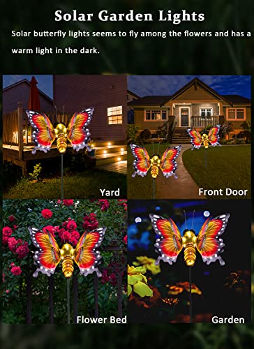 Morestar Solar Garden Lights Outdoor Decor,Metal Large Solar Butterfly Yard Art Decor,Waterproof Solar Decorative Stakes Lights,Gardening Gifts For Women Mom Patio (Wings Do Not Light Up) #TOP2