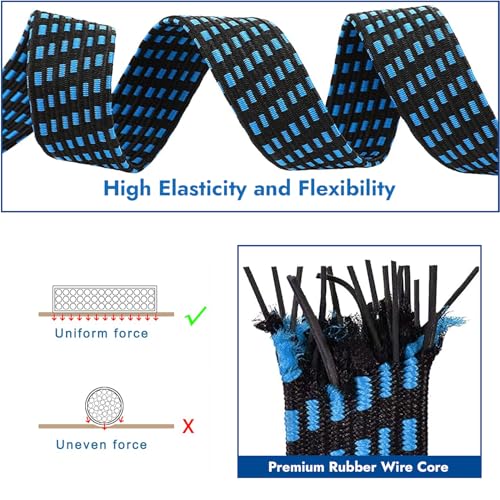 Image of Storite 4Pcs Bungee Cords for Motorcycle Bike with Metal Hooks, 1M High Elasticity Bungee Cord Elastic Rope for Cargo Travel Packaging (Blue)
