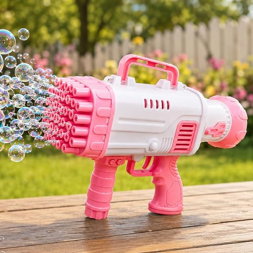 Image of Toyshine Rocket Boom 32 Hole Bubble Blaster for Kids | High Volume Bubble Gun with Solution | Ultimate Bubble Fun Maker - Pink