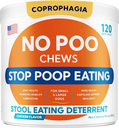 Image of No Poo Chews for Dogs - Coprophagia & Stool Eating Deterrent with Probiotics, Digestive Enzymes & Breath Aid Support - Stop Dog Poop Eating - Made in USA - 120 Soft Chews