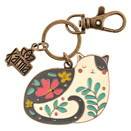 Karma Women Enamel Keychains Womens Enamel Keychain for Gifts Purse Bag Accessories Cat