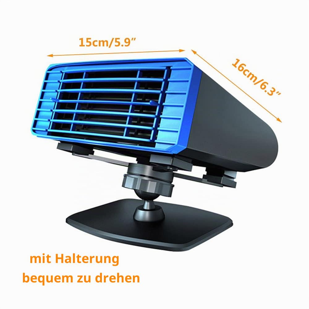 12V 150W Auto Heizlüfter Defroster, Riloer Tragbare Anti-Fog 2-In-1 Heizung/Kühlung Mini-Autoheizung, 360° Drehbare Windschutzscheibe Demister Fenster Lüfter, Auto Winter Windschutz Demister