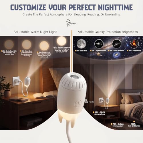 Image of Space Rocket Galaxy Projector, 360 Rotating Starry Sky Nebula Night Lamp with USB Mini LED Projection Light, Magic Ceiling Wall Decor Projector for Kids Room Bedroom Gift (5 Slides)