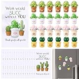 Bucherry 30 Set Employee Appreciation Gifts Bulk for Coworker Team Staff Thank You Gifts Cute Succulent Fridge Magnet with Thank You Card for Nurse Office Social Worker Volunteer