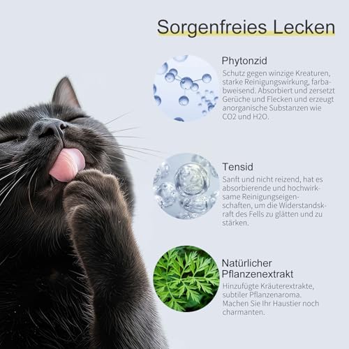 Trockenshampoo Hund & Katze – Wasserloses Hundeshampoo Schaum für empfindliche & juckende Haut – Sanfte Reinigung ohne Ausspülen – Anti-Juckreiz Trockenpflege, 200 ml