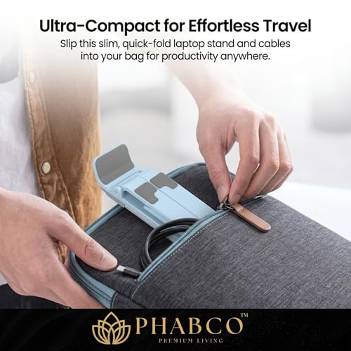Image of Adjustable Laptop Stand with 6-Angle Ergonomic Foldable Design | Portable Tabletop Desktop Riser Stand Holder Compatible with MacBook, HP, Dell, Lenovo & All Notebooks 10 inch to 15.6 inch (Silver)