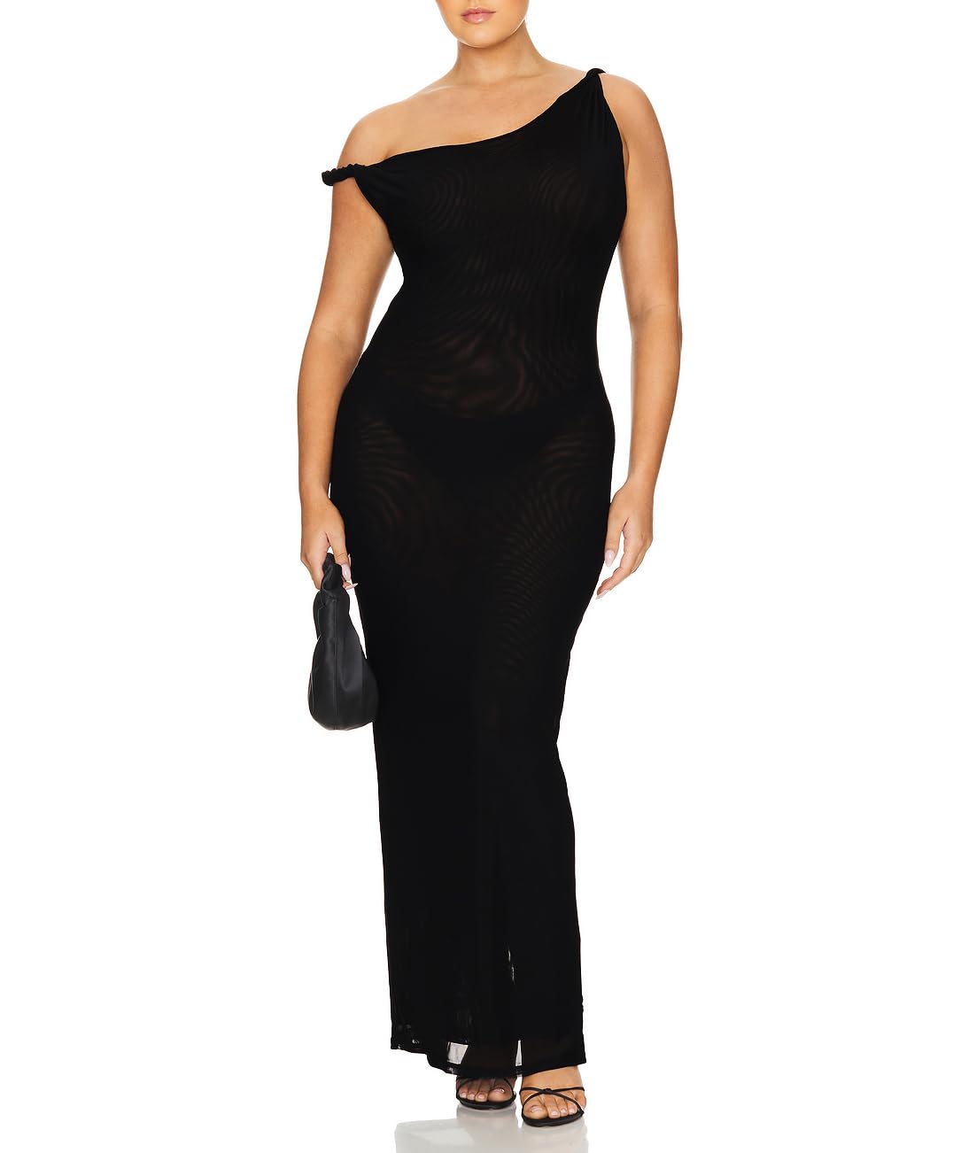 Abito formale da donna monospalla con spacco posteriore sexy in rete aderente maxi abito una spalla attorcigliata copricostume da spiaggia 387