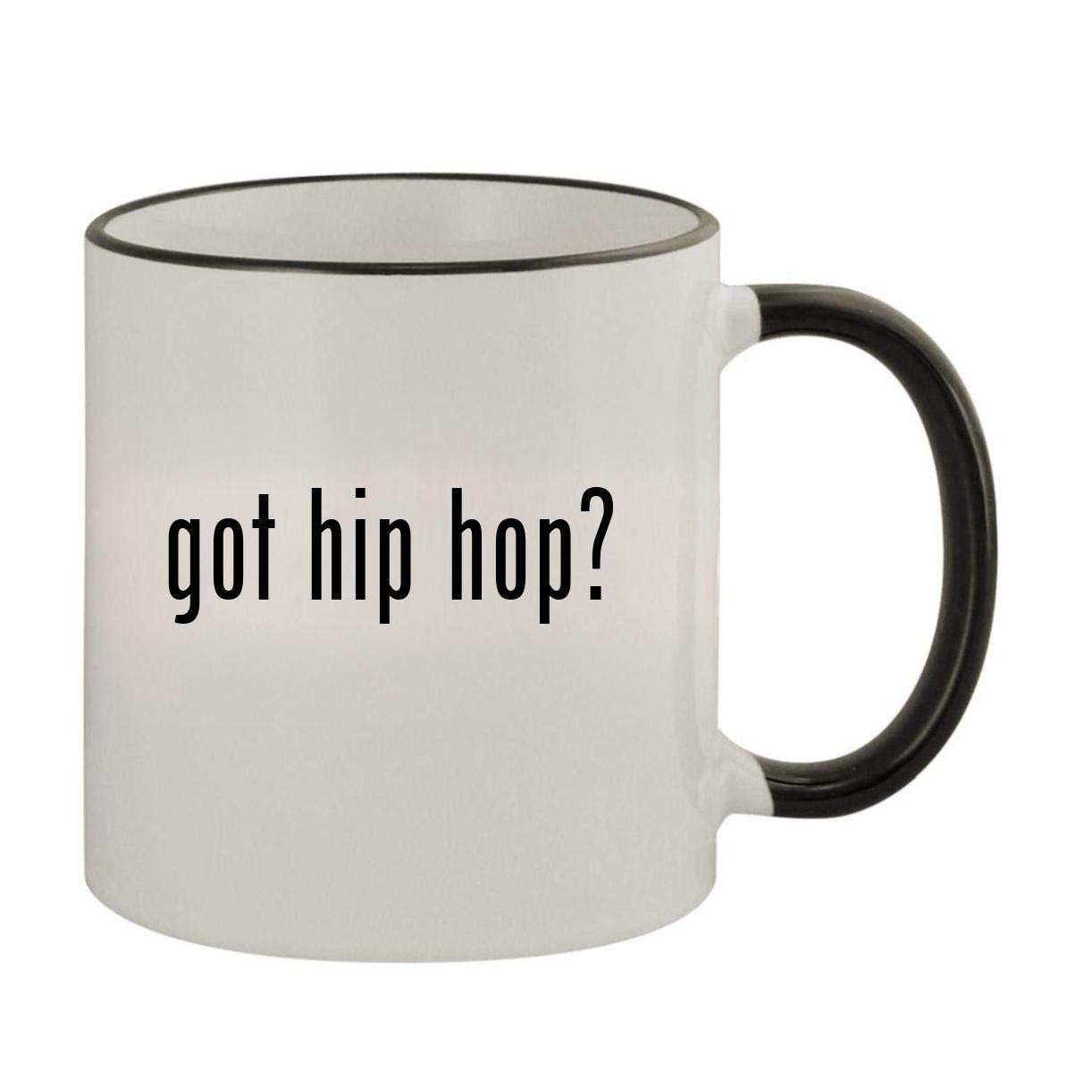 got hip hop? - 11oz Ceramic Colored Rim & Handle Coffee Mug, Black
