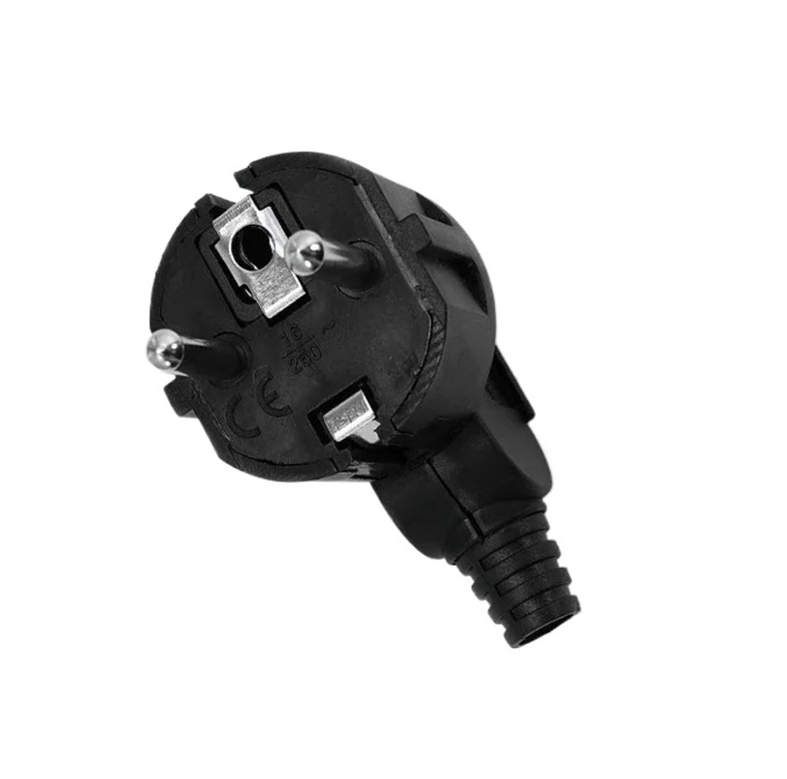 EU Plug Adapter Replacement 16A Male France Korea Germany AC Outlets Rewireable Schuko Euro Wall Socket For Power Cable(1pcs,4.8mm Black)