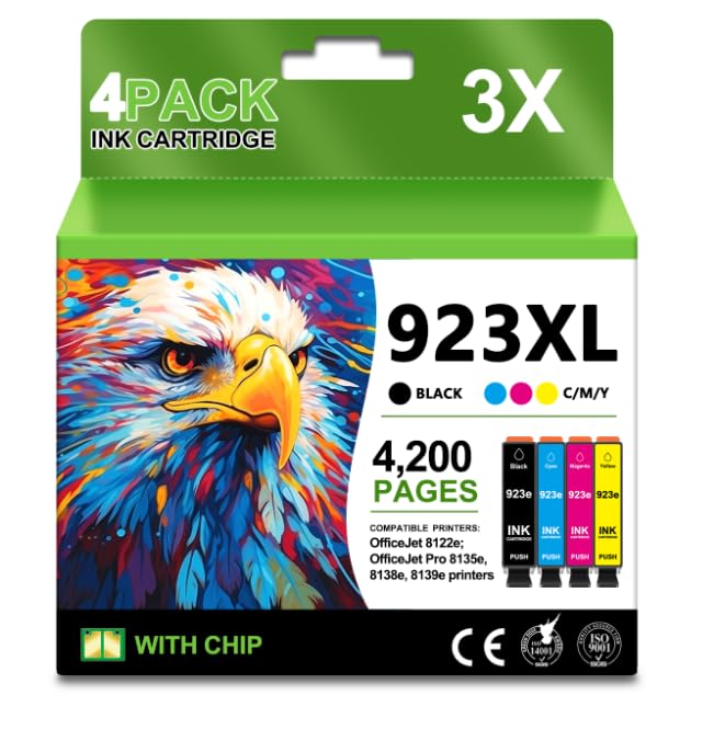 923XL 923e 923 Ink Cartridges (4 Pack with Chip)