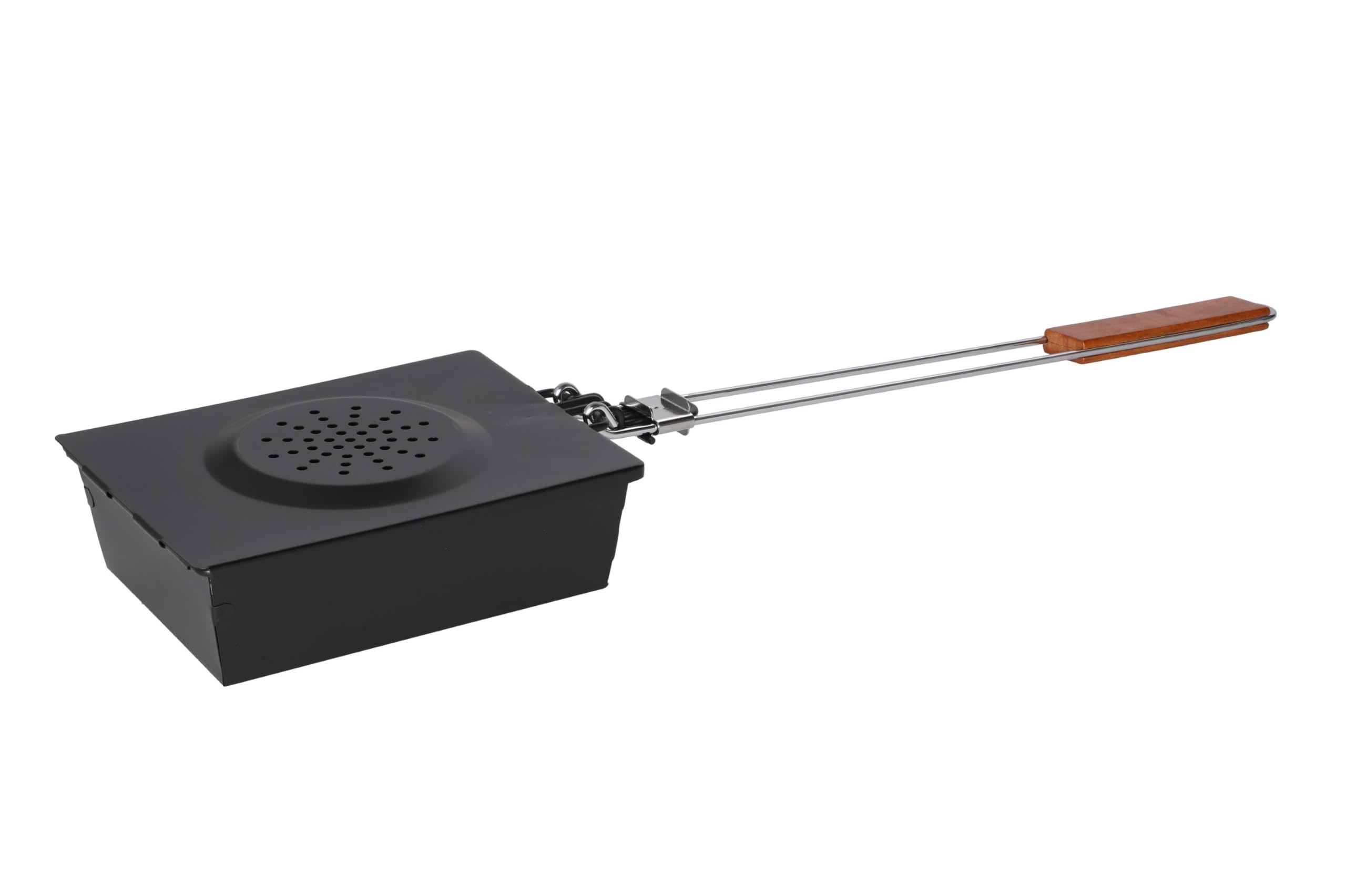 Mustang - Sartén para palomitas de maíz para barbacoa y fuego abierto, con mango plegable, antiadherente