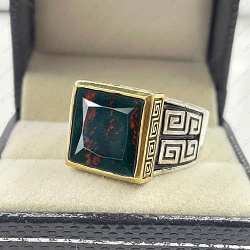 Natural Bloodstone Ring, 925 Sterling Silver Statement Ring, Natural Square Bloodstone Gemstone Ring, Mens Bloodstone Ring, Bloodstone Ring, Christmas Gift3
