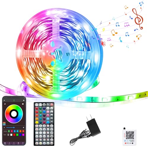 GANZQH Led Lights for Bedroom 50FT, RGB Led Strip Lights Color Changing Indoor, Music Sync Led Light...