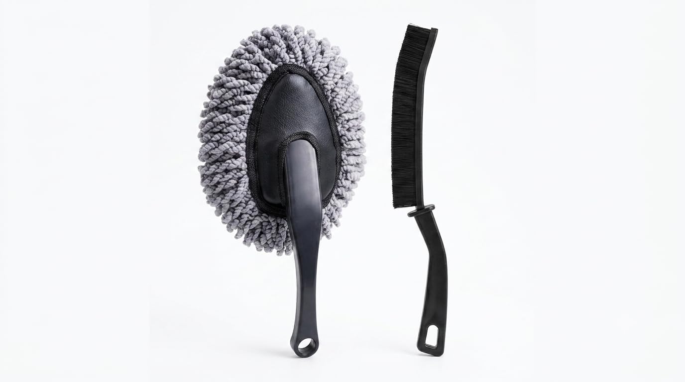 Car Duster, Soft Brush with Long Handle and Mini Gap Cleaning Brush Hard Bristle Gap Brush for Cleaning Multipurpose Crevice Cleaning Brush-image-17