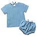 YWLINK♥Mono De Bebe Verano NiñOs NiñAsCamiseta Sin Mangas De Lino De Manga Corta Traje De Rastreo+Encaje Pantalones Cortos Moda Casual Lindo Vestido Bautizo Ropa De Bebe(Azul,12-18 meses/90)