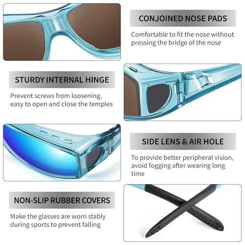 Image of URUMQI Polarized Sunglasses Fit Over Glasses for Men Women, Wraparound Sun Glasses UV400 Protection for Driving Fishing