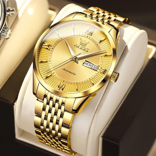 Image of OLEVS Automatic Mens Watches Self Winding Mechanical Business Luxury Dress Wrist Watch Stainless Steel Waterproof Luminous Day Date