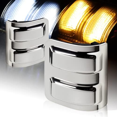 2 Pieces Chrome Lens Side Mirror Marker Light LED Running Turn Signal Light Compatible with 2008-2016 Ford F250 F350 F450 F550 Super Duty, 2009 2010 2011 2012 2013 2014 2015 (White LED)